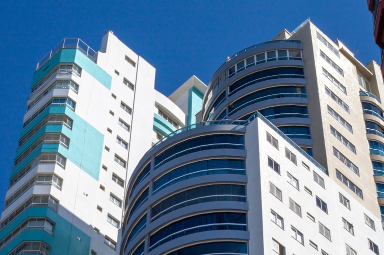 Modern high-rise apartment buildings